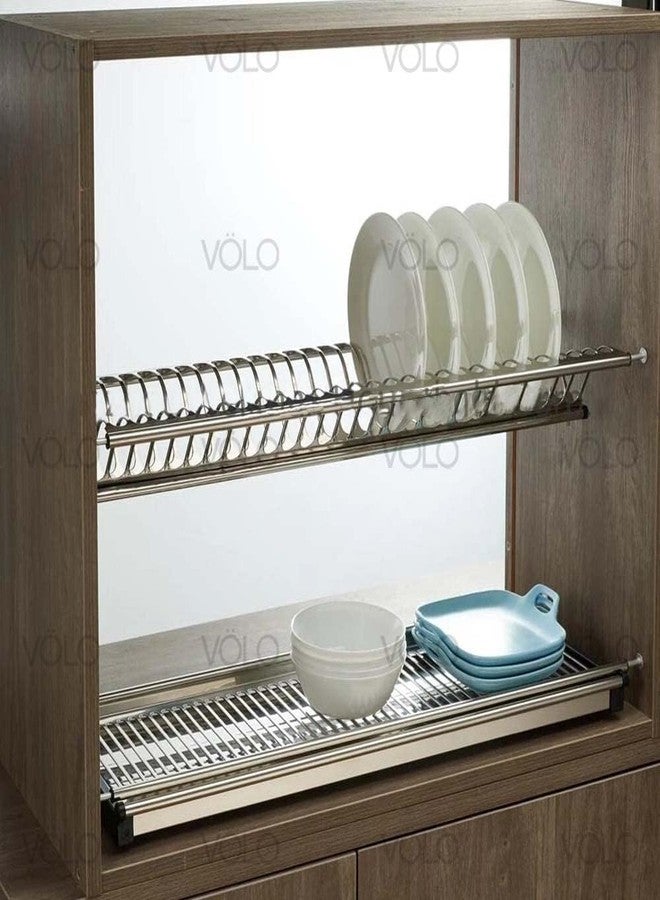 HYDERON Stainless Steel Dish Plate Rack Drainer Set – 3-Piece Kitchen Cabinet Organizer for Efficient Drying and Storage 90CM (900MM) Width x 10 Inch Depth | Rust-Resistant & Durable Design - Image 4