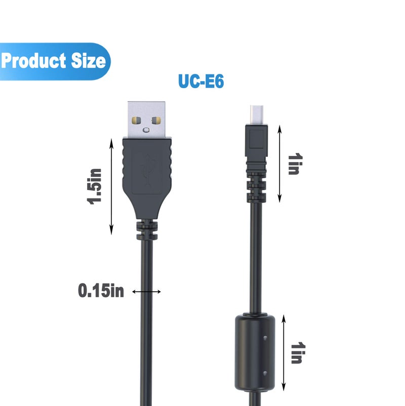 Ancable UC-E6 USB Cable, Ancable 3-Feet USB Mini-B Universal Digital Camera Data Transfer Cord Charger Cable Compatible for Nikon CoolPix, L, D, P, Series Digital Camera - Image 5