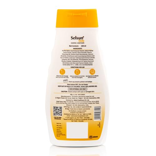 Selsun Daily Anti Dandruff Shampoo, Clears away dandruff flakes, Relieves from dandruff related itching, pH balanced,sulphate free,paraben free, 200ml (Pack of 1) - Image 5