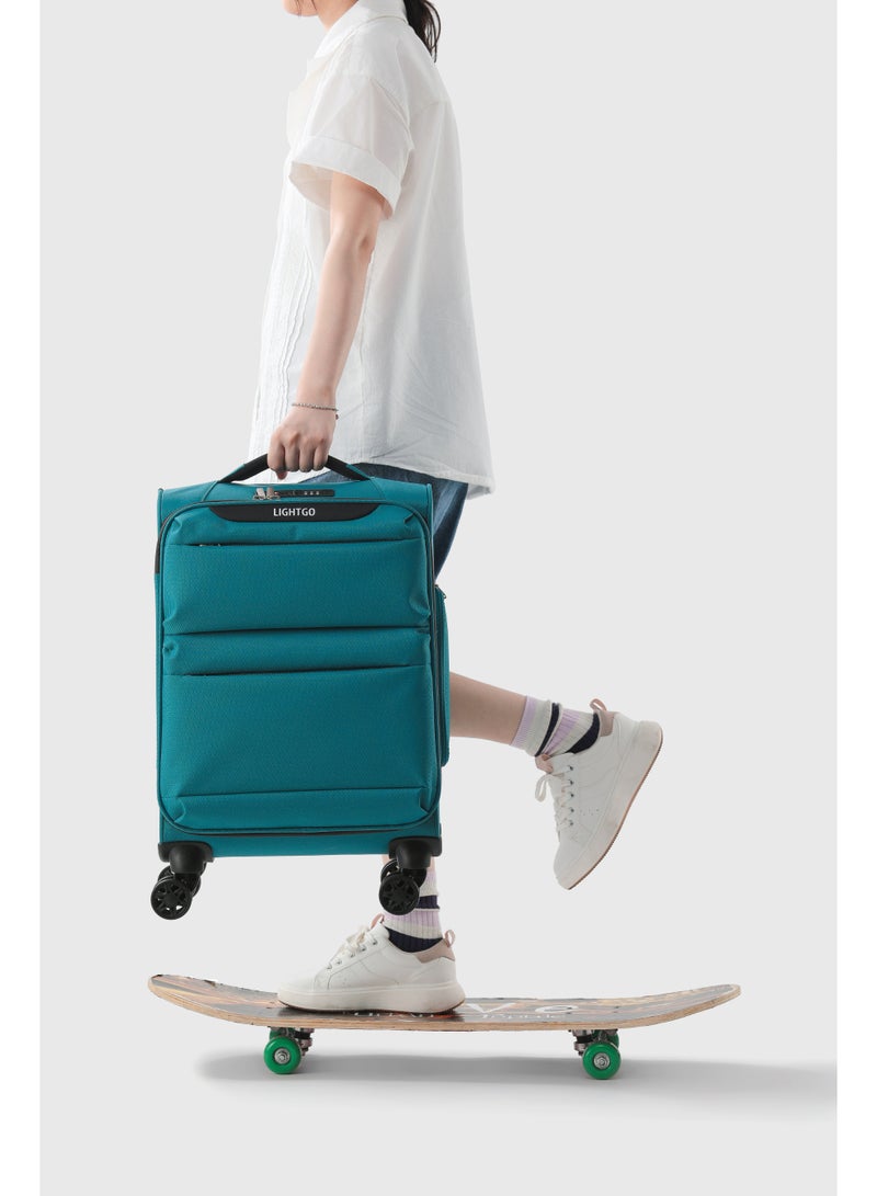 LIGHTGO 6947 cabin size Suitcase carry on Suitcase soft spinner luggage 20inch with TSA lock waterproof zipper travel case Turquoise color ultra-light case - Image 2