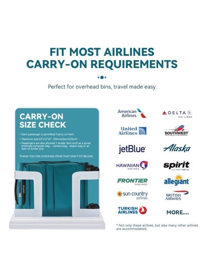 LIGHTGO 6947 cabin size Suitcase carry on Suitcase soft spinner luggage 20inch with TSA lock waterproof zipper travel case Turquoise color ultra-light case - Image 4