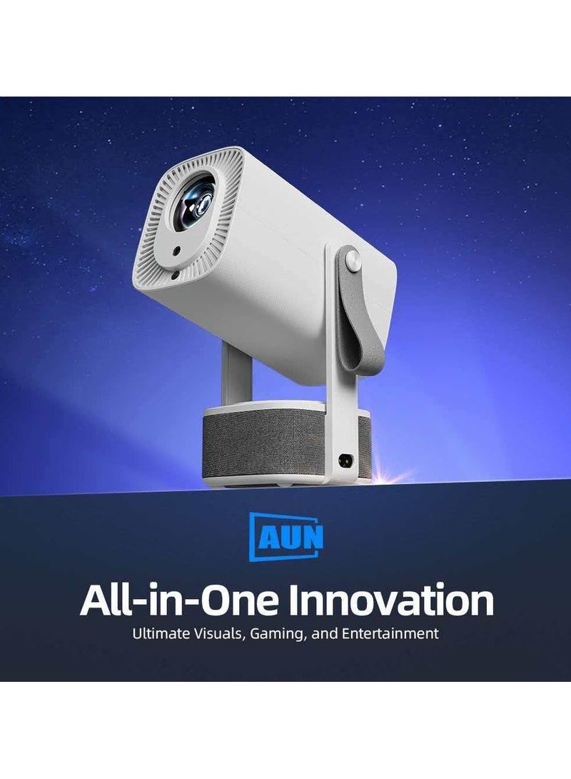أون جهاز عرض يدعم دقة 4K، مزود بتقنية بلوتوث وواي فاي، ومكبر صوت بقوة 20 واط، وسطوع 650 ANSI، ونظام تشغيل أندرويد، وإمكانية الدوران 200 درجة، وضبط تلقائي للصورة. - Image 2