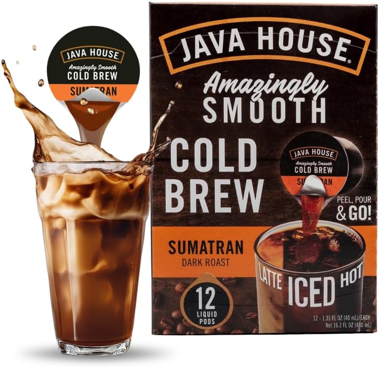 Java House Amazingly Smooth Cold Brew Coffee Concentrate - Sumatran Dark Roast Liquid Pods (6 Count) - Image 1