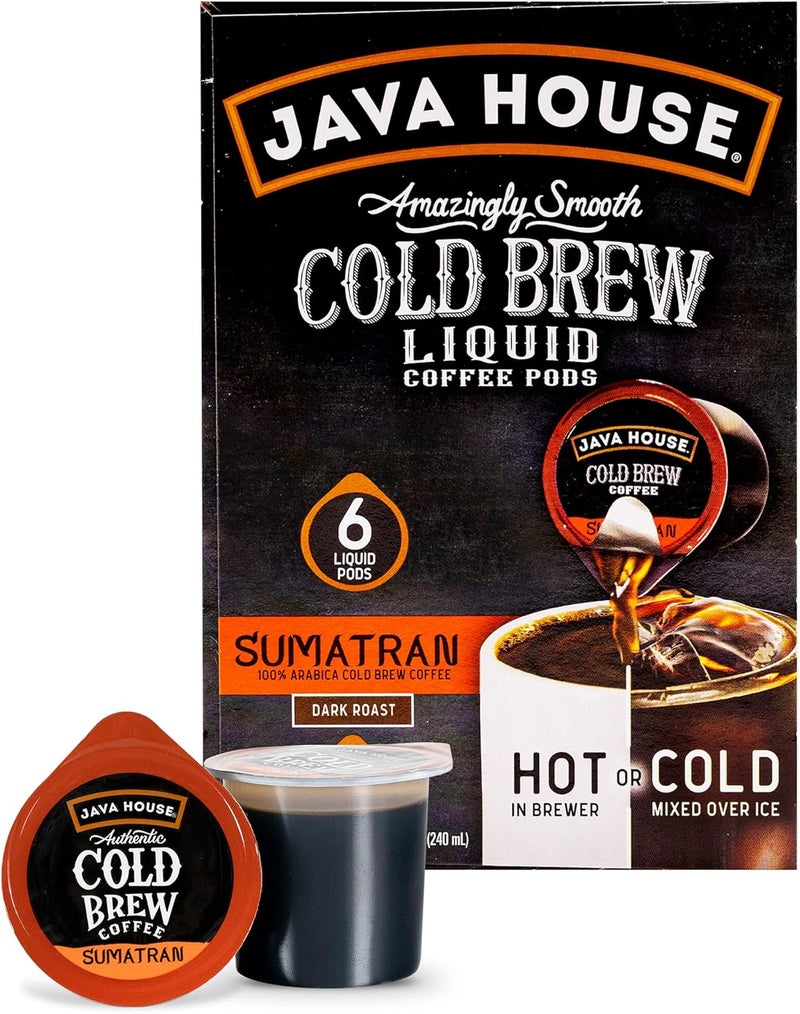 Java House Amazingly Smooth Cold Brew Coffee Concentrate - Sumatran Dark Roast Liquid Pods (6 Count) - Image 2