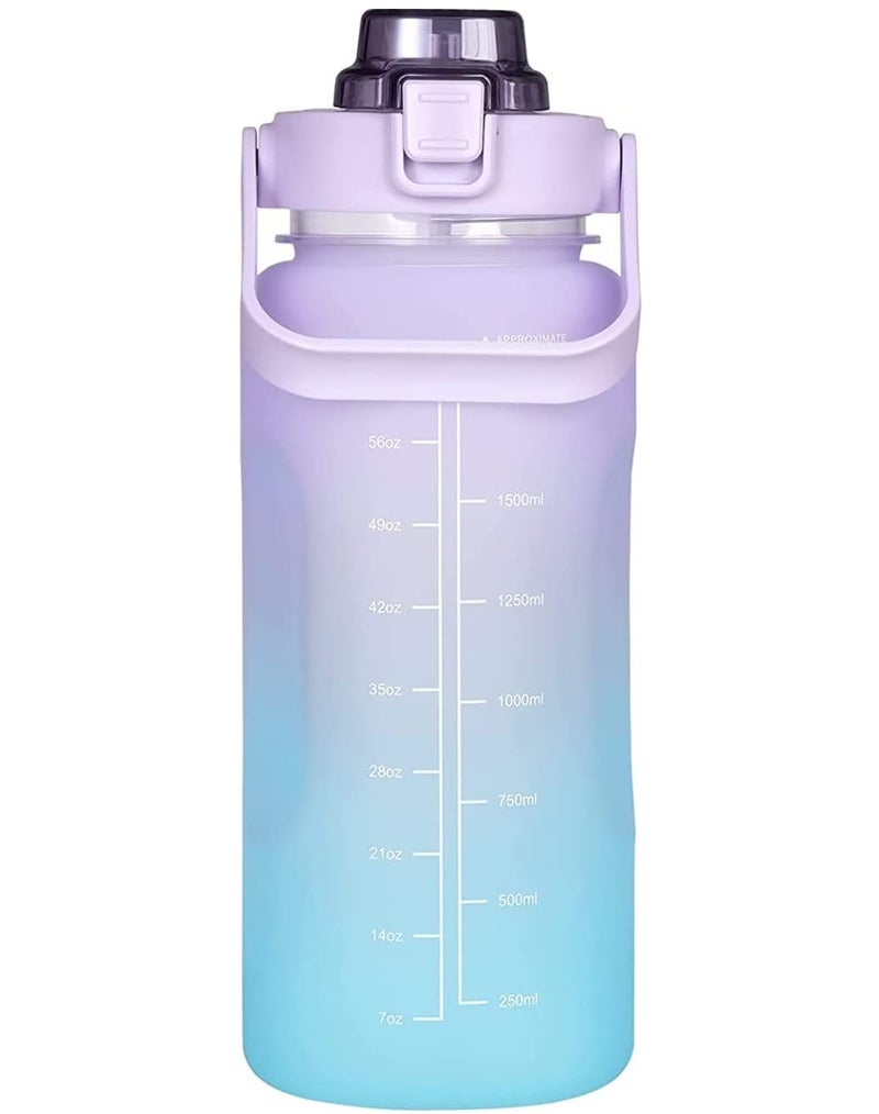 XXSSIER Sipper Water Bottle 2 Liter with Motivational Time Marker NonToxic Water Bottle for Office Water Bottle for Gym Purple Plastic Pack of 1 - Image 1
