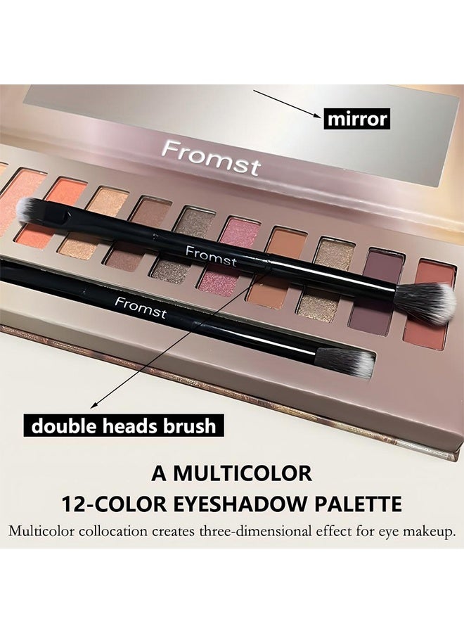FROMST  Heat Eyeshadow Palatte,12 Colors Makeup Smoky Eyeshadow Palette Natural Nude Matte Shimmer Glitter Pigment Eye Shadow Pallete Set Black Eye Shadow Halloween Make Up for Women,#B Heat - Image 4