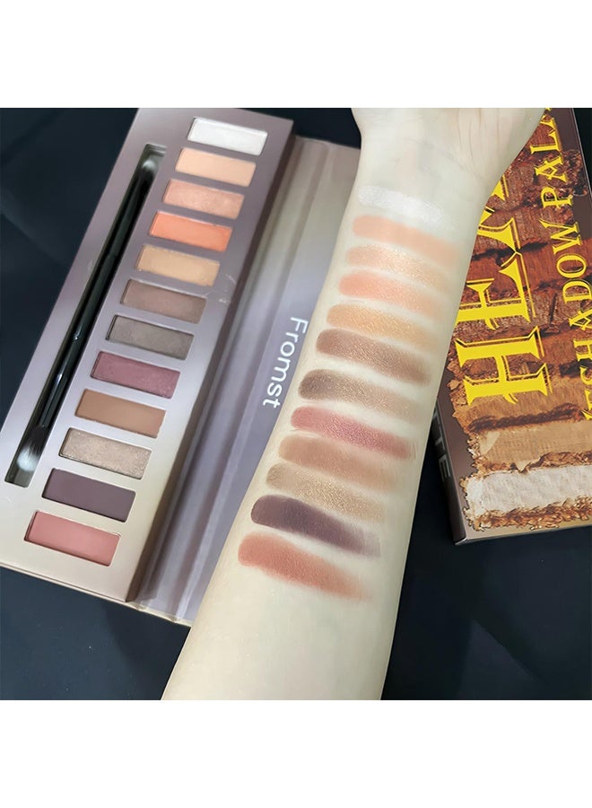 FROMST  Heat Eyeshadow Palatte,12 Colors Makeup Smoky Eyeshadow Palette Natural Nude Matte Shimmer Glitter Pigment Eye Shadow Pallete Set Black Eye Shadow Halloween Make Up for Women,#B Heat - Image 5