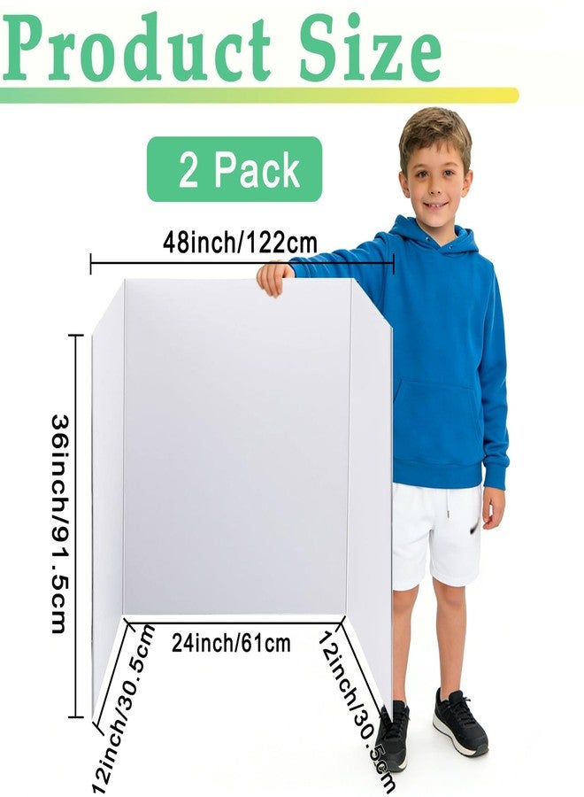 LonlyEagle 36” x 48” Trifold Poster Board，White Corrugated Project Boards for Presentations, Science Fair, School Projects, Event Displays and Trifold Picture Board，2 Pack - Image 2