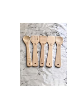 SAS Long Handle Beech Wood Cooking Tools - Set Of 5 Pieces -(30Cm)  - Image 2