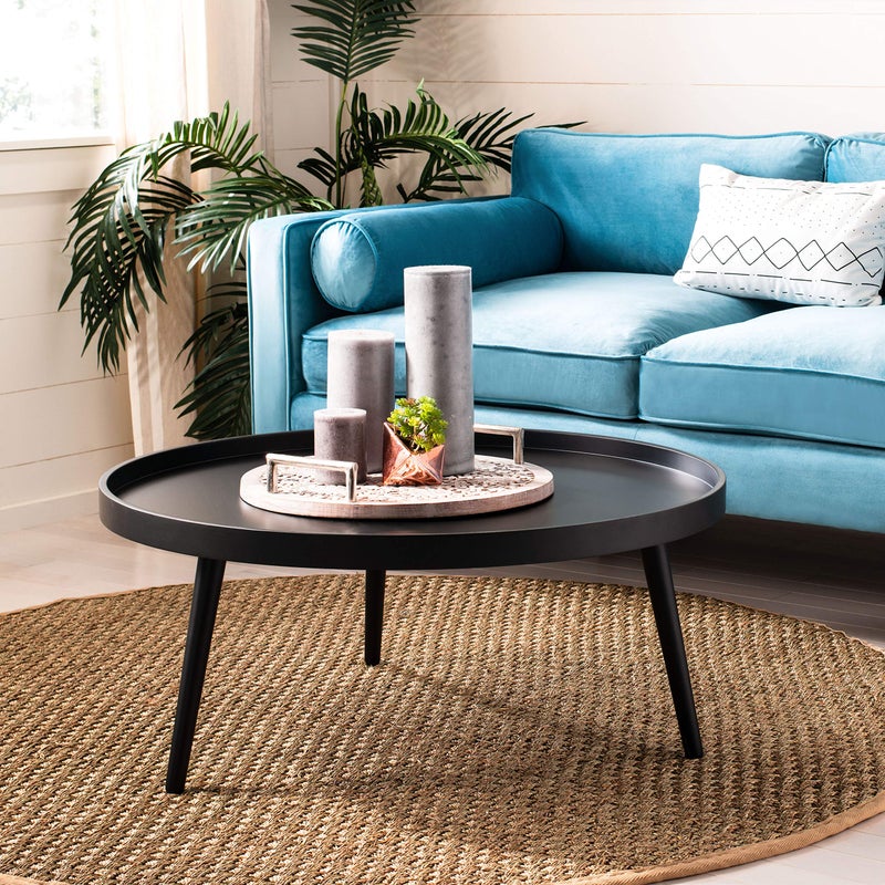 Safavieh Home Fritz Black Tray Top Round Coffee Table