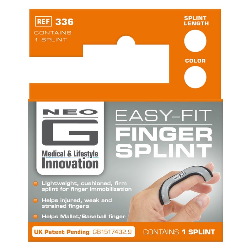 Neo-G Neo G Finger Splint, Easy-Fit - Support For Trigger Finger, Mallet Finger, Baseball Finger, Strain, Sprains, Broken Fingers, Basketball - Patented Design - Class 1 Medical Device - Large - Grey  - Image 2