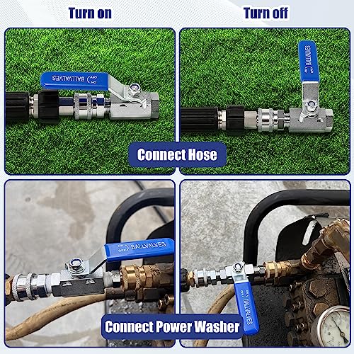 JOEJET High Pressure Washer Ball Valve Kit, 3/8" Quick Connect Ball Valve for Power Washer Hose, 5000 PSI - Image 3
