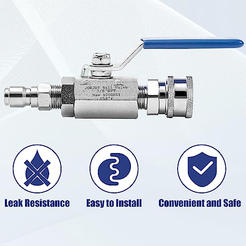 JOEJET High Pressure Washer Ball Valve Kit, 3/8" Quick Connect Ball Valve for Power Washer Hose, 5000 PSI - Image 2