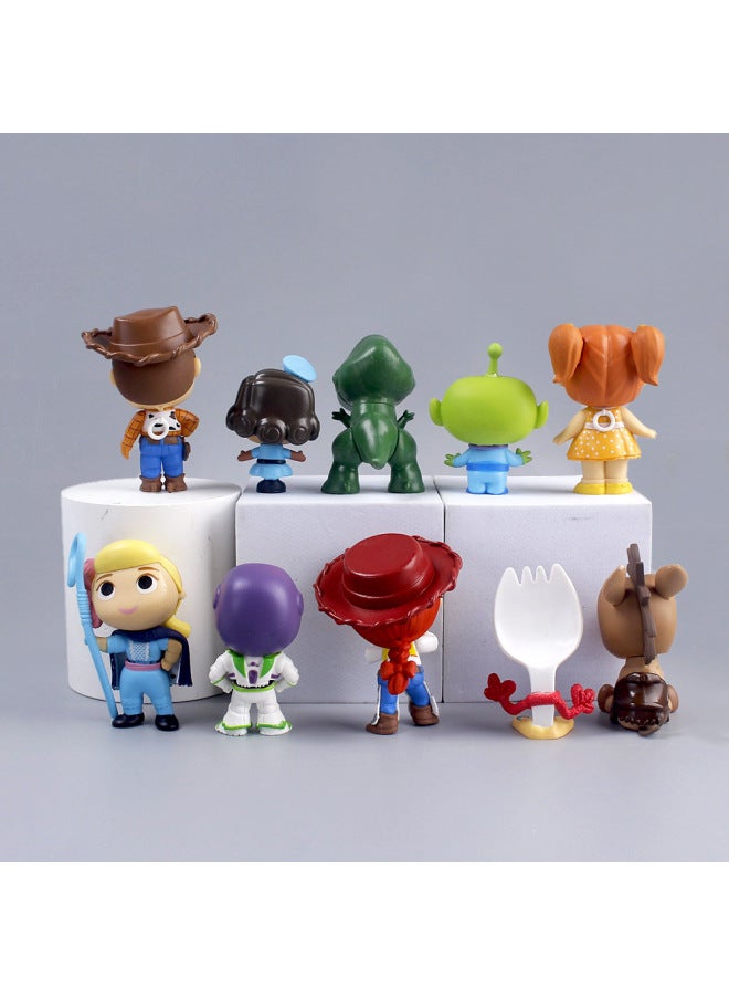 Solid Q Version Toy Story Basguang Year Three-Eye Cartoon Doll Hand-made Blind Box Egg Toy Ornaments-Color:PVC Q Version Toy Story 10-piece Set - Image 2