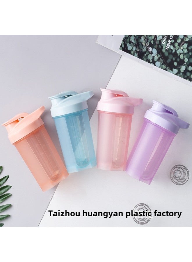 Portable 500ml Fitness Shake Cup Protein Powder Milkshake PP Plastic Cup Creative Logo With Scale-Color:Purple-Capacity:501-600ml  - Image 4