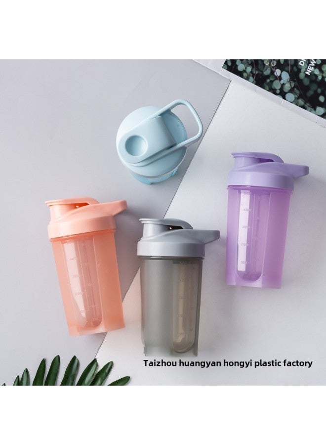 Portable 500ml Fitness Shake Cup Protein Powder Milkshake PP Plastic Cup Creative Logo With Scale-Color:Purple-Capacity:501-600ml  - Image 5