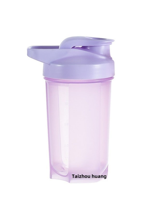 Portable 500ml Fitness Shake Cup Protein Powder Milkshake PP Plastic Cup Creative Logo With Scale-Color:Purple-Capacity:501-600ml  - Image 1