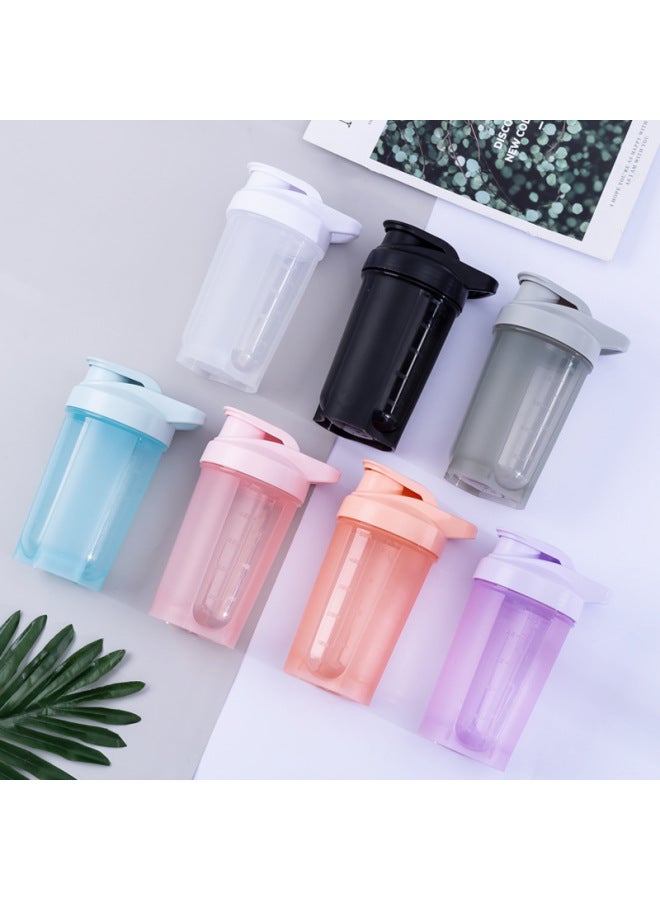 Portable 500ml Fitness Shake Cup Protein Powder Milkshake PP Plastic Cup Creative Logo With Scale-Color:Purple-Capacity:501-600ml  - Image 2
