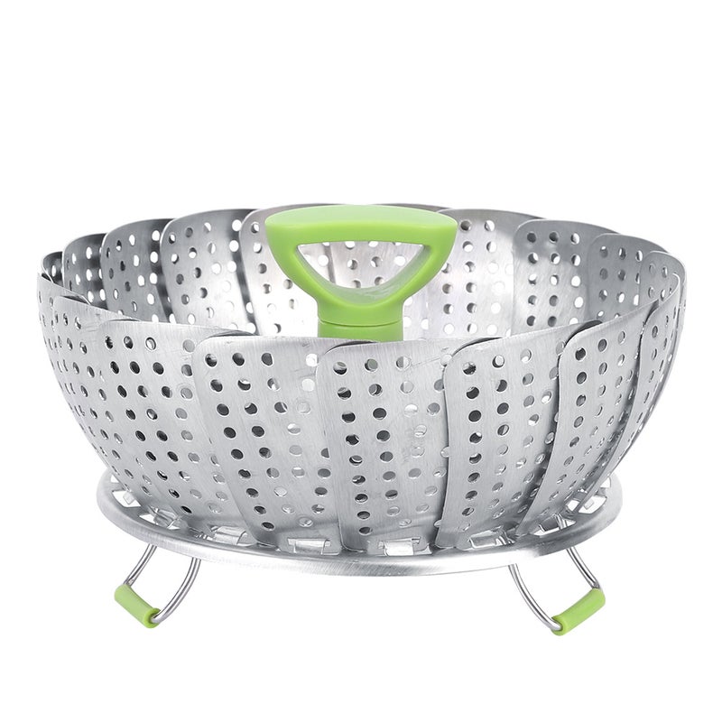 Stainless Steel Folding Mesh Dish Fruit Vegetable Steamer Basket Kitchen Cooking Tool - Image 1