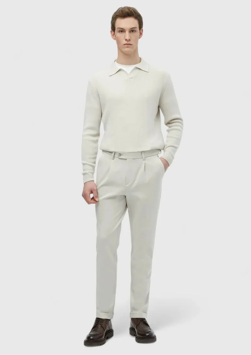 RAMSEY Beige Knitting Regular Fit Casual Trousers
