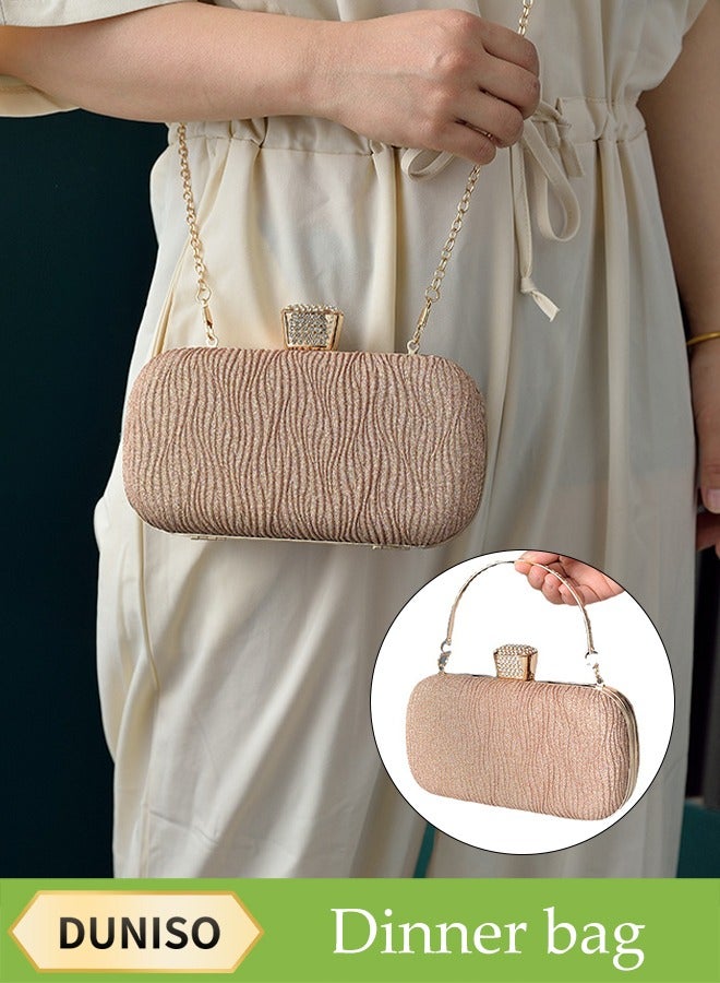 DUNISO Crystal Clutch Bag, Evening Bag, Shiny Luxury Rhinestone Wedding Bridesmaid Handbag, Pleated Bag, Shiny Banquet Handbag Evening Dress Rhinestone Bag, Suitable for Wedding, Banquet, Party  - Image 1