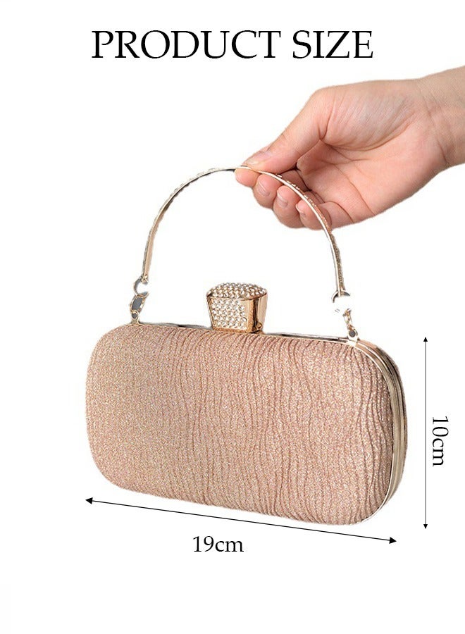 DUNISO Crystal Clutch Bag, Evening Bag, Shiny Luxury Rhinestone Wedding Bridesmaid Handbag, Pleated Bag, Shiny Banquet Handbag Evening Dress Rhinestone Bag, Suitable for Wedding, Banquet, Party  - Image 2