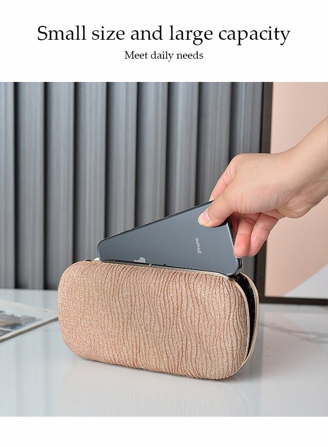 DUNISO Crystal Clutch Bag, Evening Bag, Shiny Luxury Rhinestone Wedding Bridesmaid Handbag, Pleated Bag, Shiny Banquet Handbag Evening Dress Rhinestone Bag, Suitable for Wedding, Banquet, Party  - Image 5