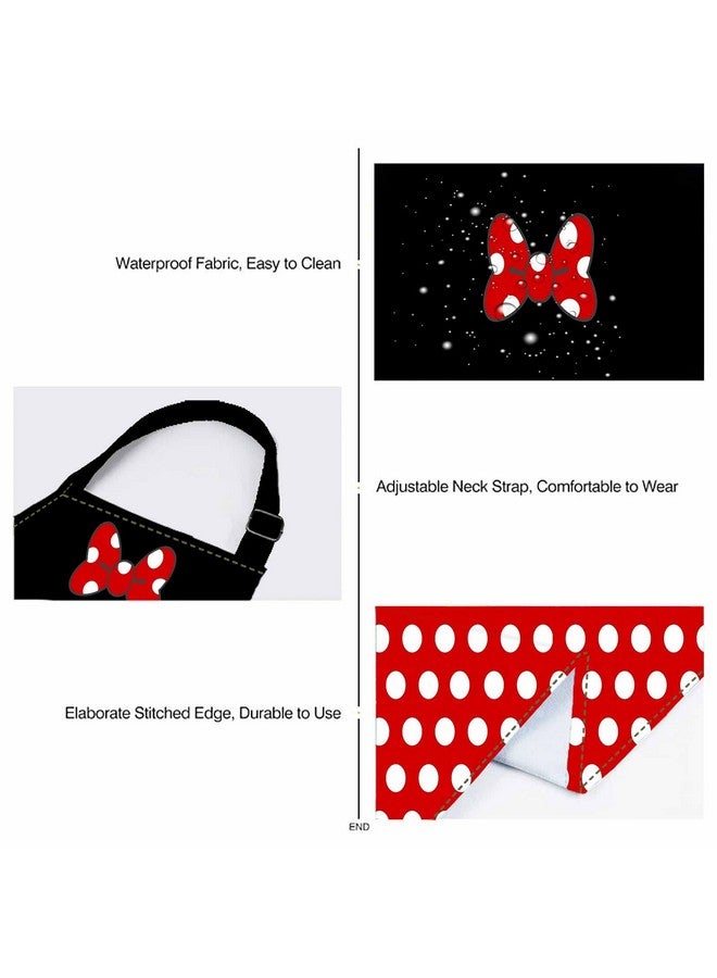 SSCSTS Cartoon Mouse Apron, White Polka Dots Aprons for Cute Girl Women Cooking Kitchen BBQ, Bib Aprons Adjustable Neck Strap with 2 Pockets WQDWSS187 - Image 5