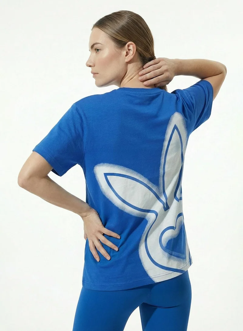 Cardio Bunny Women's Oversized Back Graphic Print T-Shirt pure Cotton Drop Shoulder