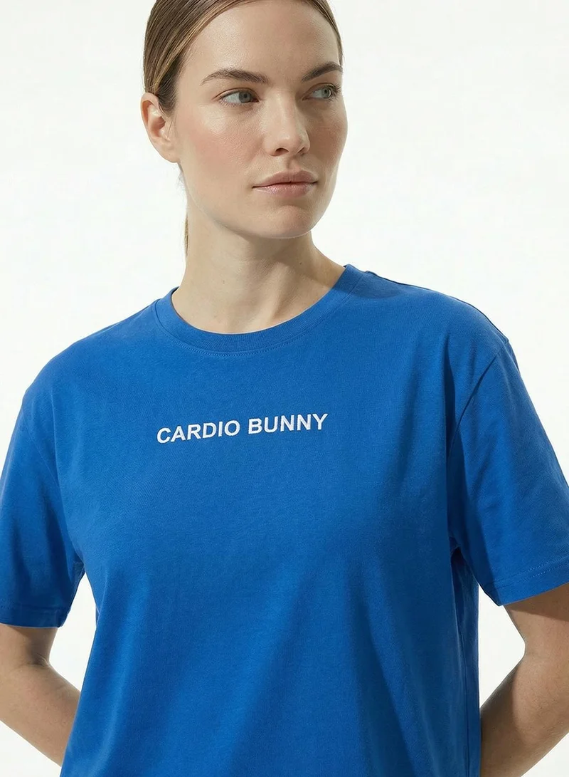 Cardio Bunny Women's Oversized Back Graphic Print T-Shirt pure Cotton Drop Shoulder