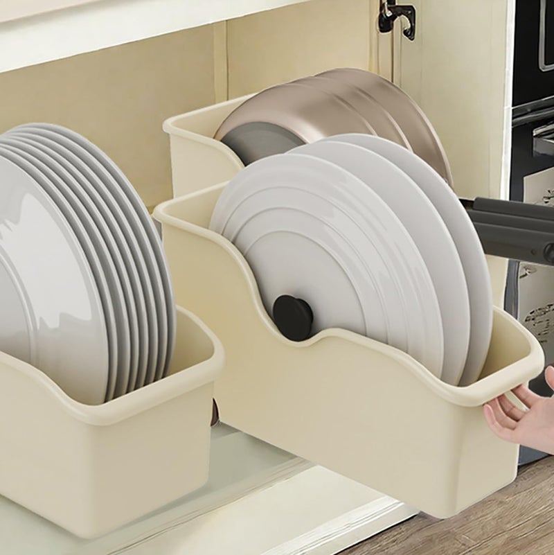 House of Quirk Storage Bins for Pantry and Kitchen Cabinet Organizer With Wheel - Multi-Purpose Basket for Kitchen, Bathroom Large (Pack of 1, Cream) - Image 3