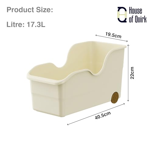 House of Quirk Storage Bins for Pantry and Kitchen Cabinet Organizer With Wheel - Multi-Purpose Basket for Kitchen, Bathroom Large (Pack of 1, Cream) - Image 2