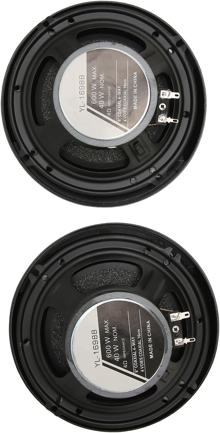 أنجريك Car Speaker, 600W 6inch 2pcs High and Low Sound Clear Sound Coaxial Car Speaker for All Car Sound Systems - Image 2