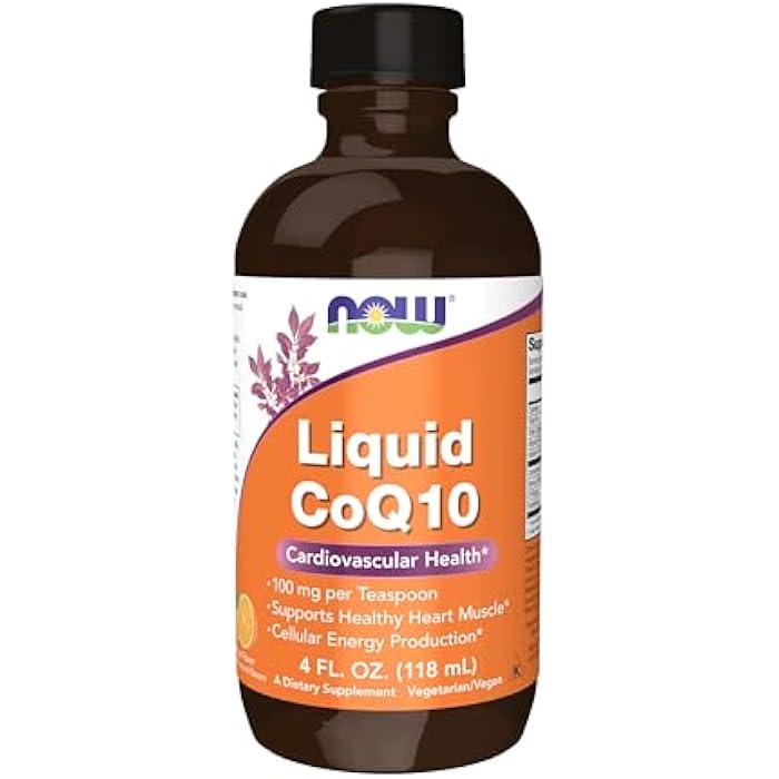 NOW Supplements, CoQ10 Liquid, 100 mg per Teaspoon, with Co-enzyme B Vitamins, Sweetened with Xylitol, 4-Ounce - Image 1