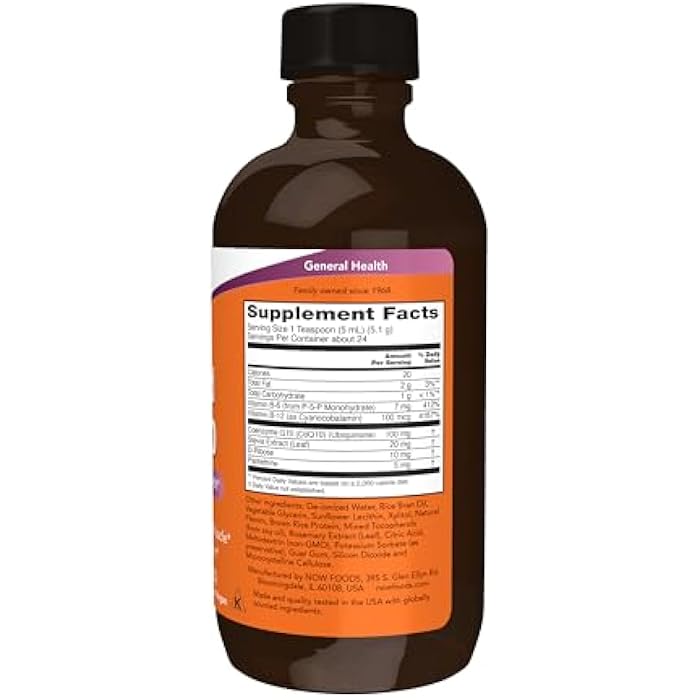 NOW Supplements, CoQ10 Liquid, 100 mg per Teaspoon, with Co-enzyme B Vitamins, Sweetened with Xylitol, 4-Ounce - Image 2