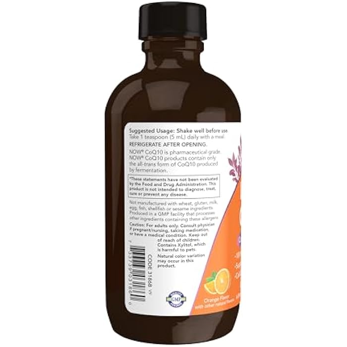 NOW Supplements, CoQ10 Liquid, 100 mg per Teaspoon, with Co-enzyme B Vitamins, Sweetened with Xylitol, 4-Ounce - Image 3