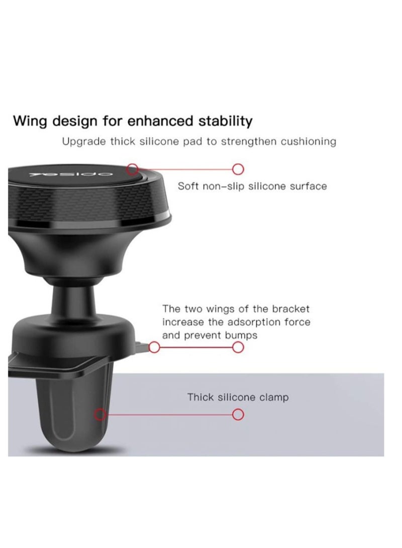 ELTRAZONE Mobile Magnetic Car Holder Black, 360 Degree Magnetic Mount Air Vent Cradle Compatible with iPhone 12 mini/12/12 pro, Samsung Galaxy S21/20 or Note Ultra, Huawei and more - Image 2