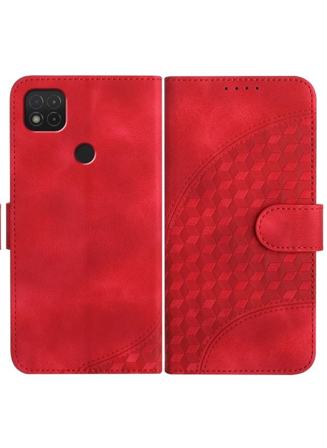 HuHa Case Cover For Xiaomi Redmi 9C/9C NFC/Poco C3 YX0060 Elephant Head Embossed Phone Leather Case with Lanyard Red 