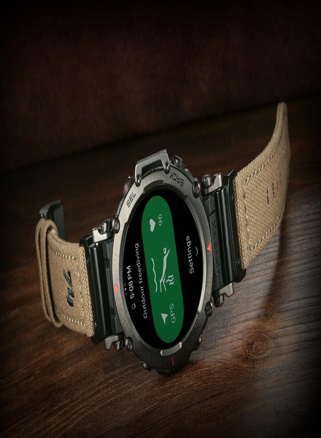 DAVILANE Canvas Watch Band Sports Strap Compatible With Huami Amazfit T-Rex/T-Rex 2/T-Rex Pro/T-Rex Ultra,New Upgraded Connector Design, GRN, T-Rex Ultra, Military - Image 2