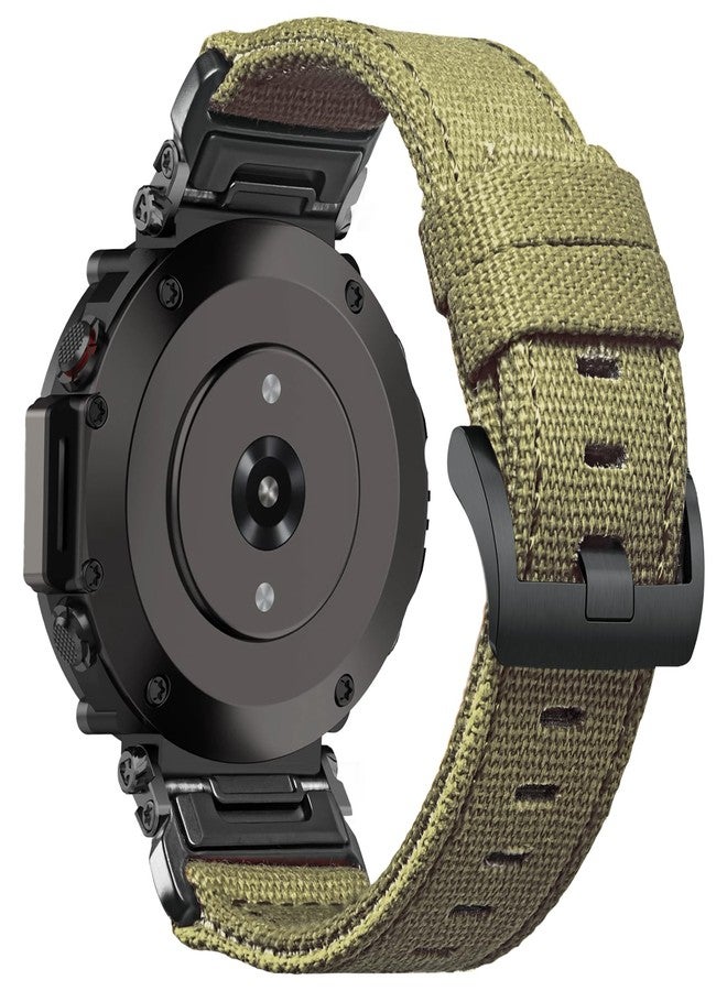 DAVILANE Canvas Watch Band Sports Strap Compatible With Huami Amazfit T-Rex/T-Rex 2/T-Rex Pro/T-Rex Ultra,New Upgraded Connector Design, GRN, T-Rex Ultra, Military - Image 1