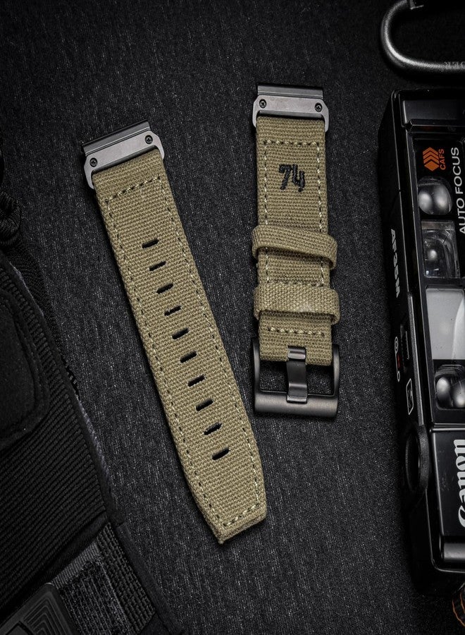 DAVILANE Canvas Watch Band Sports Strap Compatible With Huami Amazfit T-Rex/T-Rex 2/T-Rex Pro/T-Rex Ultra,New Upgraded Connector Design, GRN, T-Rex Ultra, Military - Image 3
