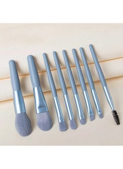 Liasun Liasun Travel Makeup Brush Set 8PCS Mini Size Premium Synthetic Fiber Foundation Blush Concealer Eyebrows Eye Shadow Angled brush Lip Make up Brush With Storage Bag(Blue Gray)  - Image 3
