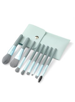 Liasun Liasun Travel Makeup Brush Set 8PCS Mini Size Premium Synthetic Fiber Foundation Blush Concealer Eyebrows Eye Shadow Angled brush Lip Make up Brush With Storage Bag(Blue Gray)  - Image 1