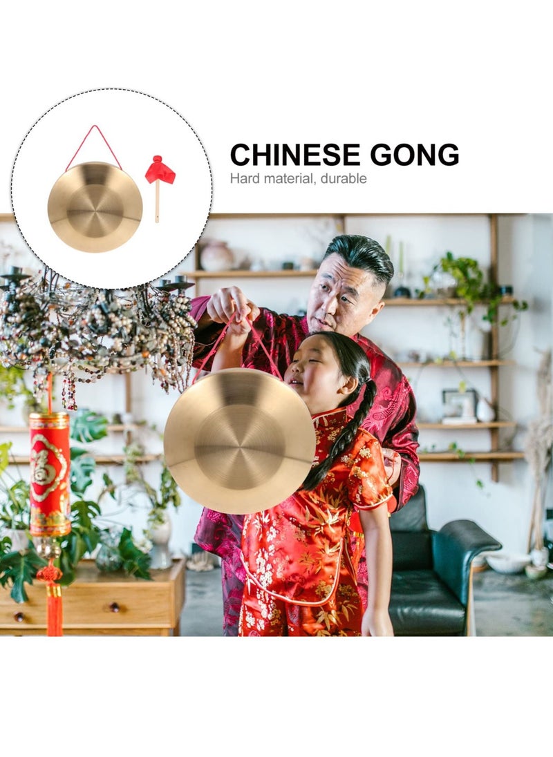 null - Generic Gong with Mallet 22 cm 8.66Inch Gong Traditional Chinese Percussion Instrument Copper Decorative Chau Gong for Home Office - Image 1