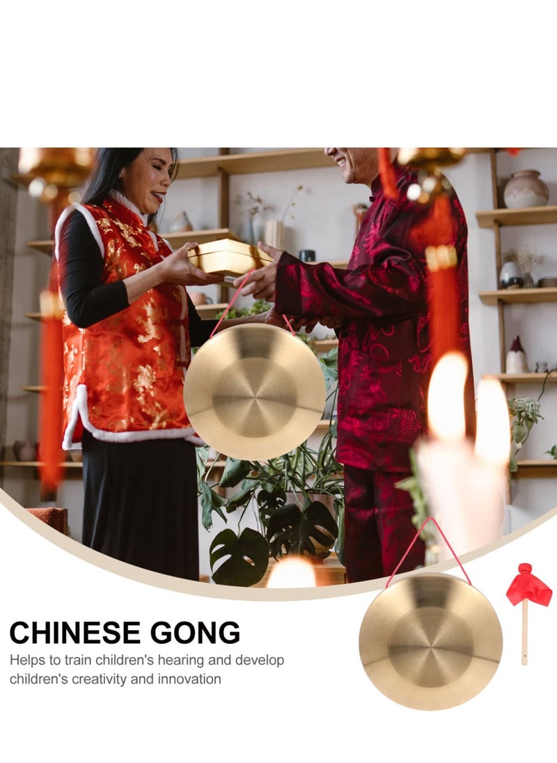 null - Generic Gong with Mallet 22 cm 8.66Inch Gong Traditional Chinese Percussion Instrument Copper Decorative Chau Gong for Home Office - Image 1