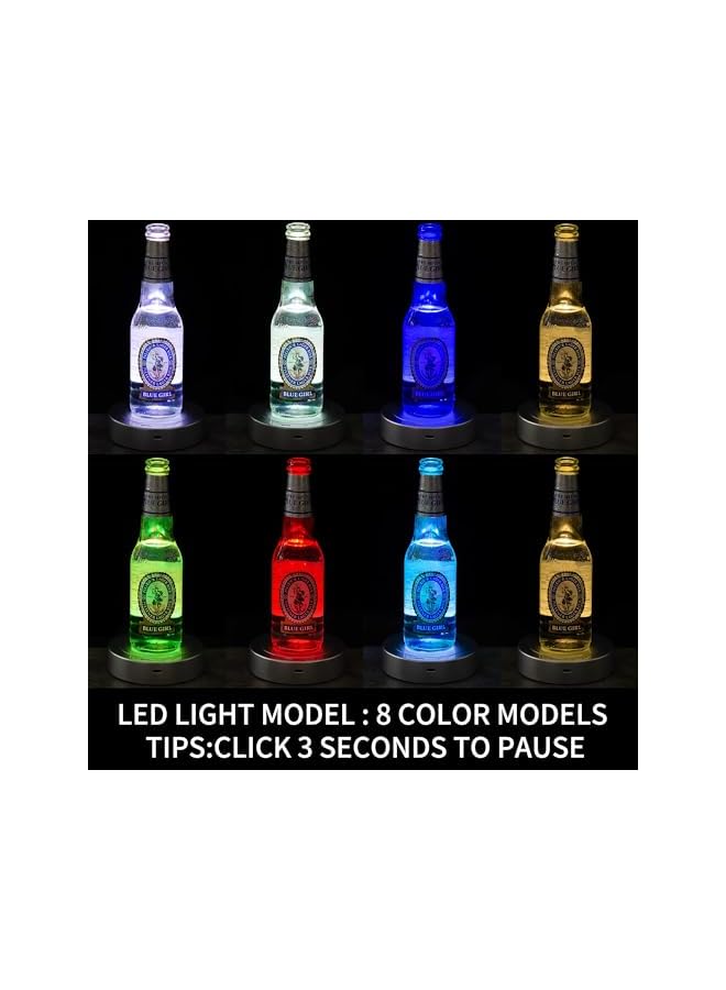 The Bros Rotating Display Stand - Spinning Display Stand with Colored Lights - Lighted LED Base for Glass Art with 4 Revolving and 8 Light Modes - Electric & Battery-Operated Platform - 5.1x1.2" (Silver) - Image 5