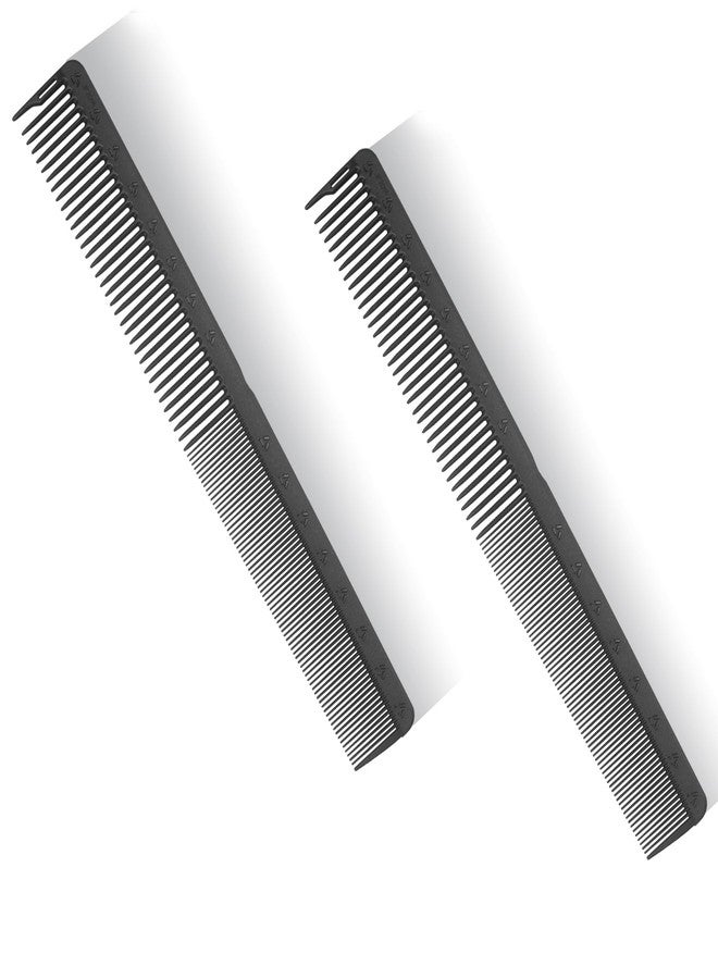 PERFEHAIR 2-Pack Professional Round Tooth Hair Cutting Comb - 8.6 Inch, Black Carbon Fiber Anti-Static & Heat Resistant, Durable Barber Combs with Fine & Wide Tooth for Precise Haircut for Men & Women - Image 1