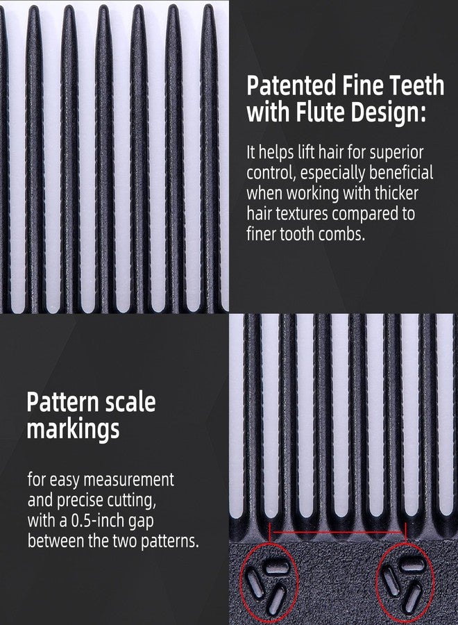 PERFEHAIR 2-Pack Professional Round Tooth Hair Cutting Comb - 8.6 Inch, Black Carbon Fiber Anti-Static & Heat Resistant, Durable Barber Combs with Fine & Wide Tooth for Precise Haircut for Men & Women - Image 4