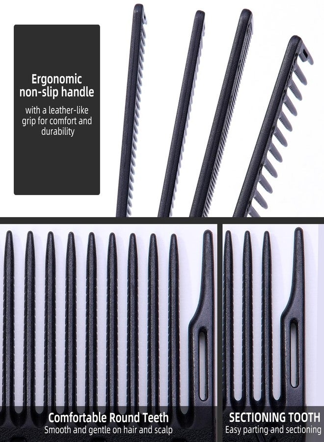 PERFEHAIR 2-Pack Professional Round Tooth Hair Cutting Comb - 8.6 Inch, Black Carbon Fiber Anti-Static & Heat Resistant, Durable Barber Combs with Fine & Wide Tooth for Precise Haircut for Men & Women - Image 5