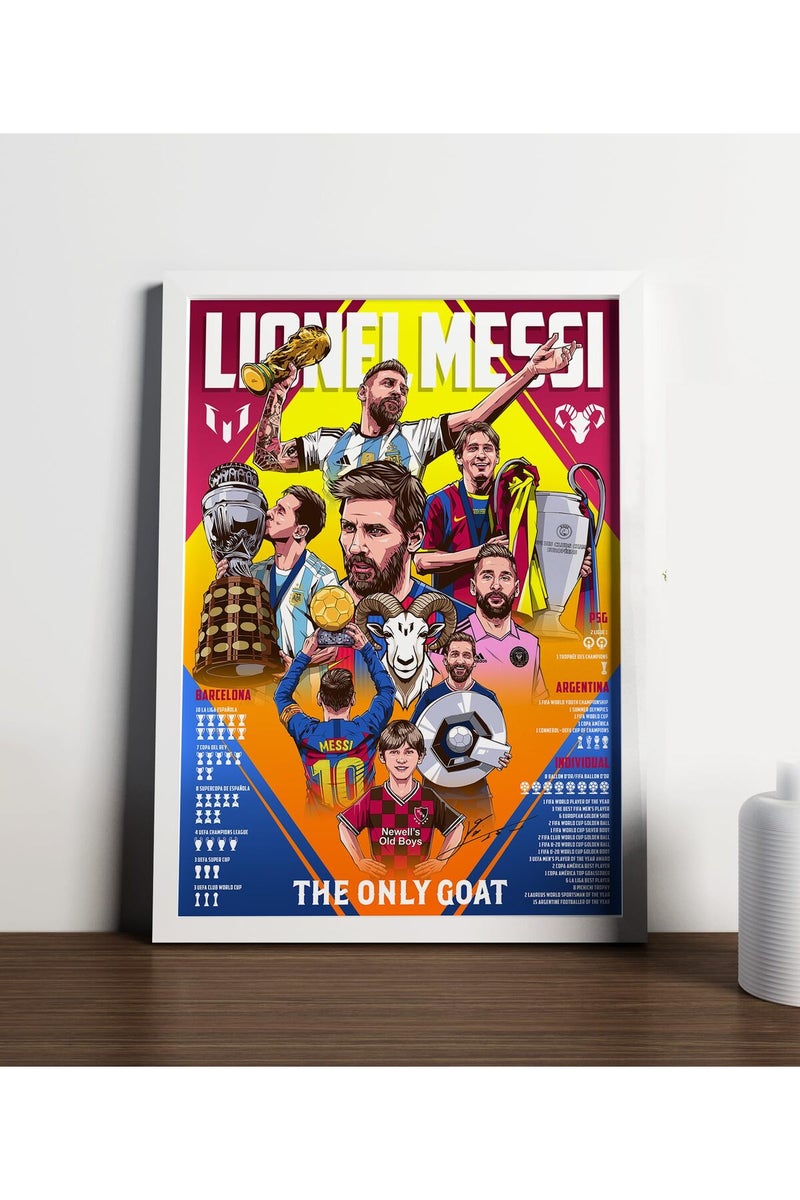 SINCE 7 STORE Lionel Messi Legendary Career Framed Poster For Gifting/For Room Decor/For Football Fans (A3, WHITE) - Image 1